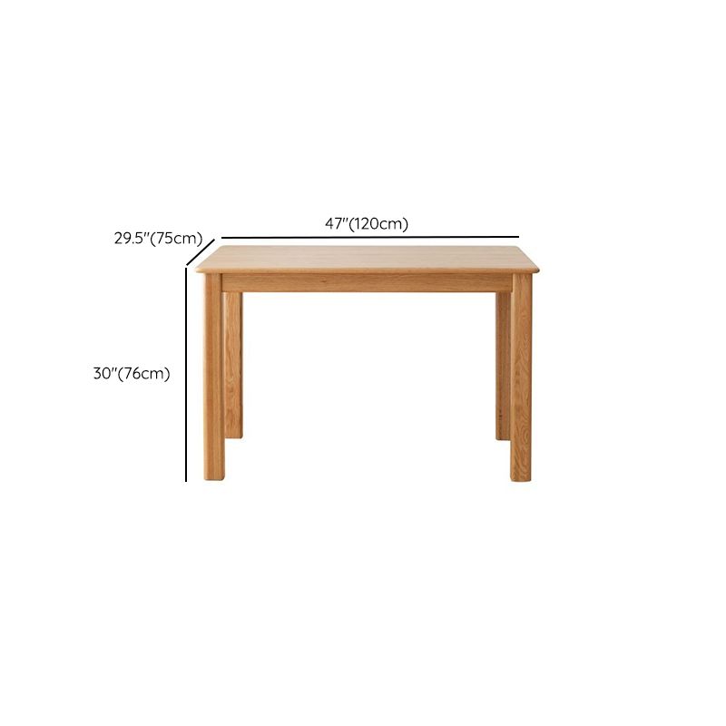 Modern Rectangular Oak Natural Tabletop Dining Table with 4 Solid Wood Legs